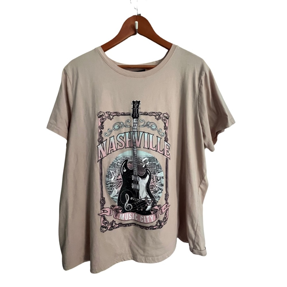 Tan Short Sleeve Tee with Graphic Design